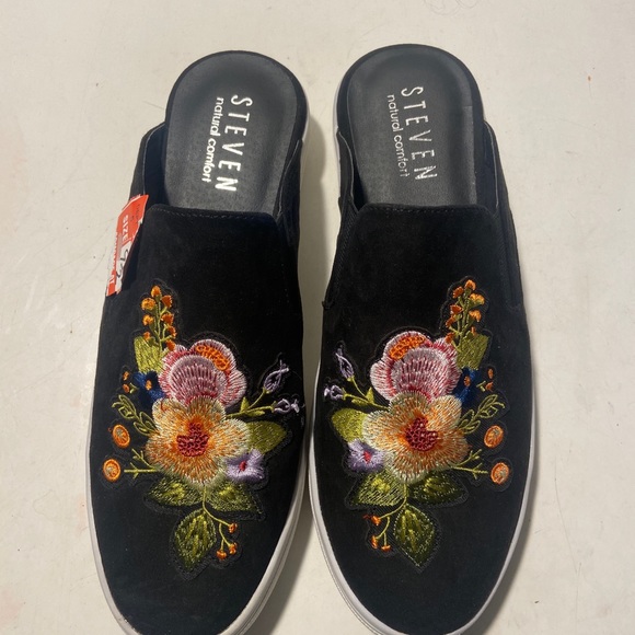 Steven natural comfort black floral fabric slide ons 9.5 NWT - Picture 6 of 6